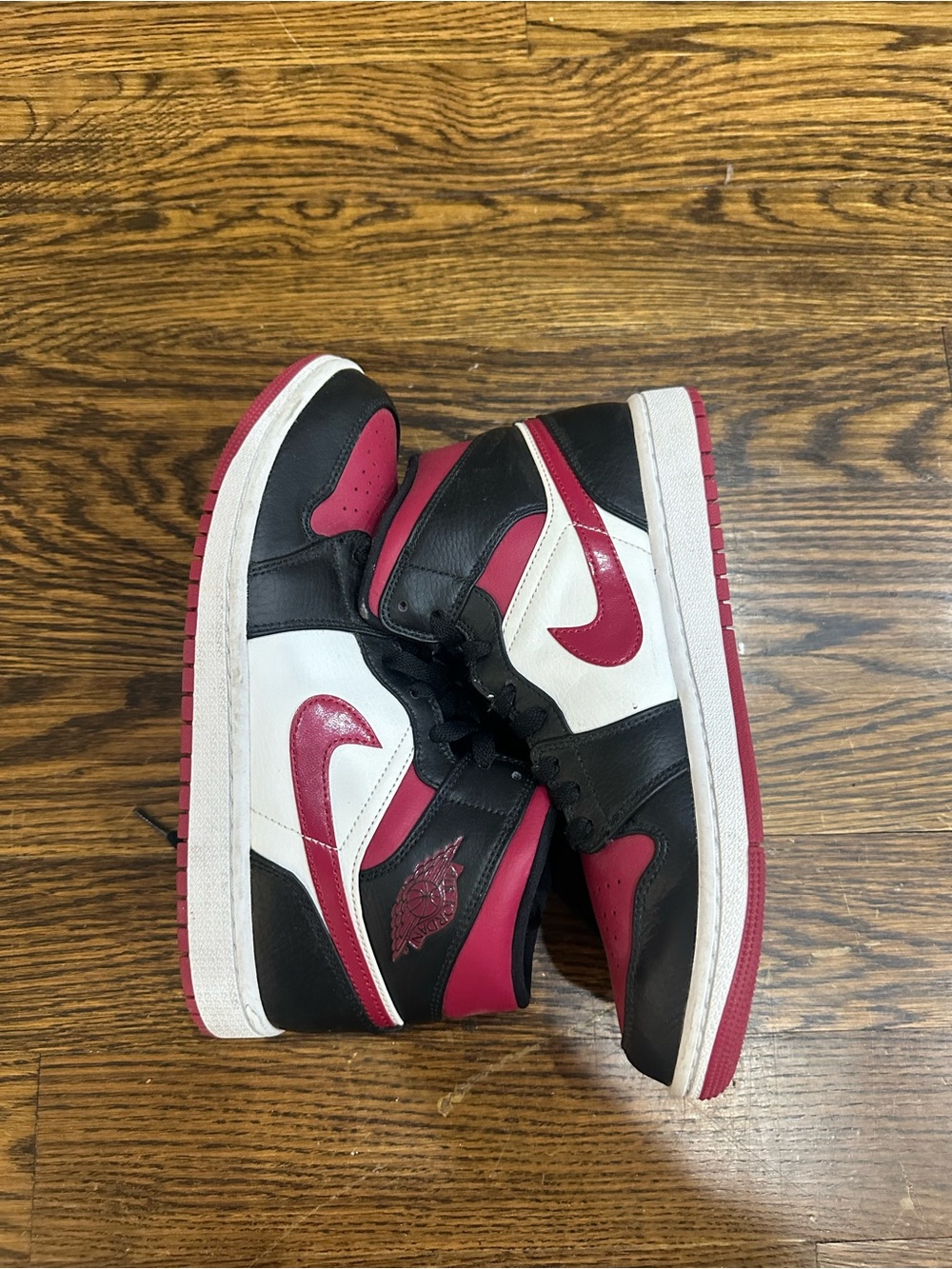 Black, White & Red High-Top Sneakers